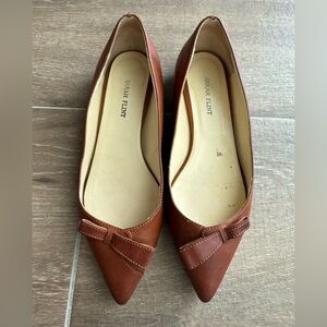 Sarah Flint Natalie Bow Flat in Saddle Brown Leather Size 36.5 EU / 6.5 US
